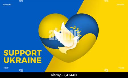 Supporto Ucraina sfondo in giallo e blu - per la Pace in Ucraina, senza guerra, Stop war Russia Ucraina poster, banner, disegni - vettore Illustrazione Vettoriale