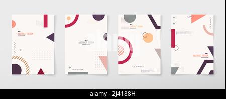 Set di disegni astratti minimi per il design di modelli geometrici. Stile decorativo per lo sfondo del design. Vettore di illustrazione Illustrazione Vettoriale