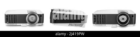 Bianco proiettore multimediale isolato su sfondo bianco Foto Stock