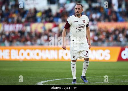 Franck Ribery di Salernitana si presenta durante il campionato italiano Serie A una partita di calcio tra ROMA e US Salernitana il 10 aprile 2022 allo Stadio Olimpico di Roma - Foto Federico Proietti/DPPI Foto Stock
