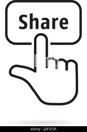 semplice condivisione a mano nera sottile Illustrazione Vettoriale