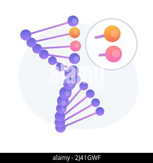 Modificazione del genoma, alterazione della sequenza del DNA. Scienza del futuro, studio biotecnologico, elemento di progettazione di idee di bioingegneria. Analisi genetica della struttura. VEC Illustrazione Vettoriale