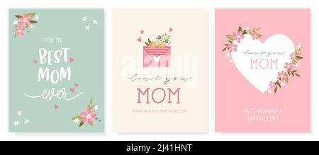 Bella mano disegnata per il giorno della mamma disegni, fiori carini e la scrittura a mano, grande per carte, inviti, regali, banner - disegno vettoriale Illustrazione Vettoriale