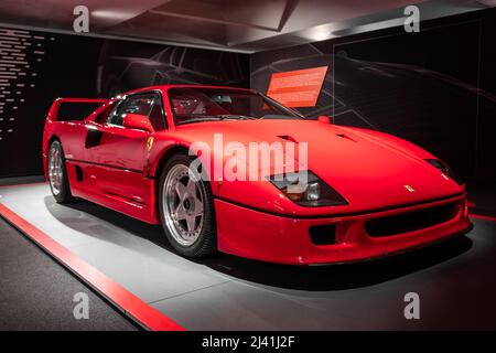 Ferrari CAR F40 modello nel museo Ferrari di Maranello Foto Stock