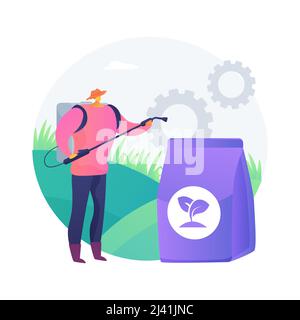 Illustrazione vettoriale del concetto astratto di fertilizzante per erba. Servizi di giardinaggio, rapida crescita, colore verde, manutenzione del prato, supplemento, sostanze nutritive del terreno, gr