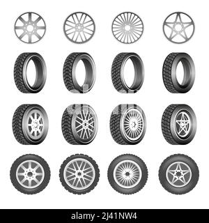 Pneumatici in gomma dischi in alluminio Illustrazione Vettoriale