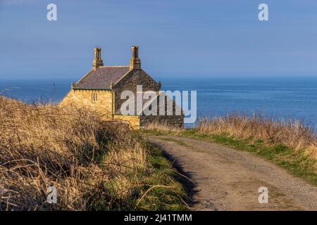 The Howick Bathing House on the Northumberland Coast Path, Inghilterra Foto Stock