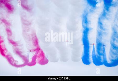 Bray, Irlanda. 29th luglio 2018. Le frecce rosse si esibiscono al Bray Air Show. Foto Stock