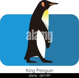 Pinguino reale a piedi, Penguin serie di sementi, illustrazione vettoriale Illustrazione Vettoriale