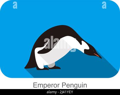 Pinguino imperatore in piedi sul terreno, serie di semi di pinguino Illustrazione Vettoriale