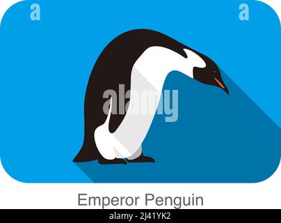 Pinguino imperatore in piedi sul terreno, serie di semi di pinguino Illustrazione Vettoriale