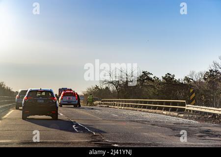 Incidente stradale sulla Long Island Expressway Foto Stock