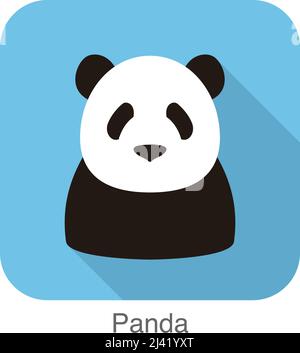 Panda faccia piana design icona. Le icone degli animali serie, illustrazione vettoriale Illustrazione Vettoriale