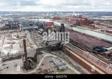 AK Steel e Cleland Cliffs - acciaio caster (attraverso l'acqua), Dearborn, MI, USA Foto Stock