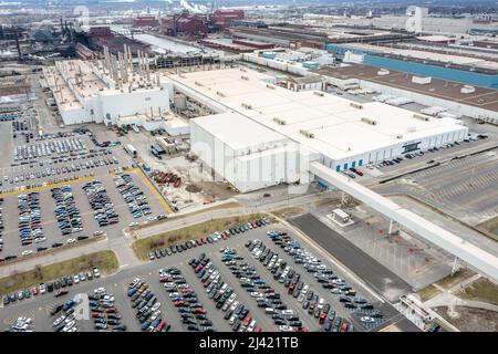 Nuovi camion EV F-150, 7 aprile 20222, Ford River Rouge Complex, Ford Motor Company, Dearborn, MI, USA Foto Stock