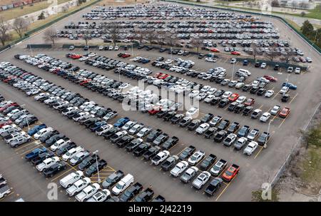 New EV F-150 Lightning Trucks, 7 aprile 20222, Ford River Rouge Complex, Ford Motor Company, Dearborn, MI, USA Foto Stock