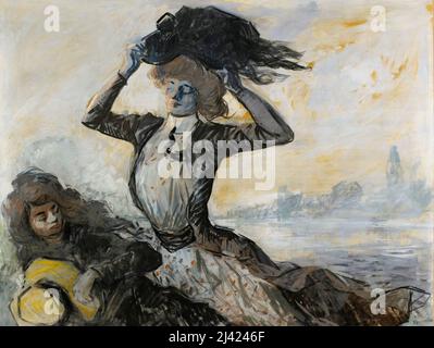 Jean-Louis Forain, Départ, le coup de vent, (partenza, il busto del vento), pittura 1900 Foto Stock