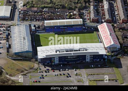 Vista aerea del Boundary Park Stadium dell'Oldham Atheltic Foto Stock