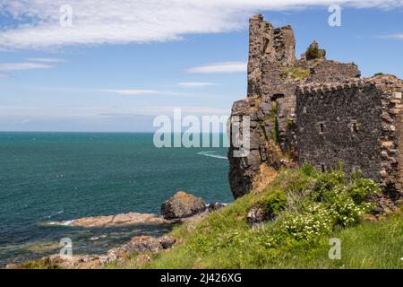 Rovine del castello di Dunure, Ayrshire, Scozia Foto Stock