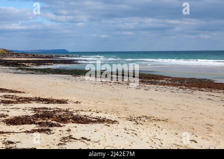 Bella spiaggia di Towan vicino a Portscatho sulla penisola di Roseland Cornovaglia Inghilterra Regno Unito Foto Stock