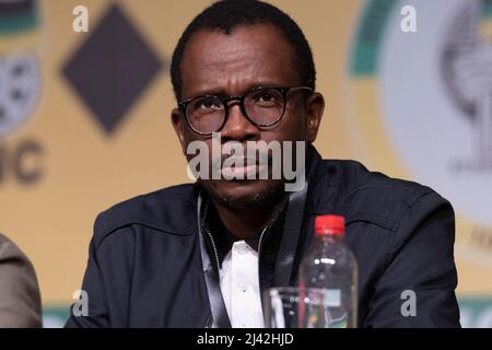 DURBAN - 10 aprile 2022 - il vice ministro delle Finanze del Sudafrica David Masondo, come si è visto alla conferenza regionale eThekwini del Congresso Nazionale Africano (ANC). L'ex sindaco di eThekwini Zandile Gumede, che si trova di fronte a accuse di frode e corruzione, contro il tecnocrate stagionato, Thabani Nyawose a capo della regione. Gumede ha vinto, essendo presidente eletto della regione. Con l'ANC che è il partito più grande, solitamente il presidente continua a diventare sindaco del comune metropolitano di eThekwini, che include la città di Durban. Foto: Giordano Stolley Foto Stock