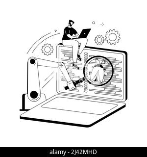 Illustrazione vettoriale del concetto astratto di test di automazione. Soluzione di test software, automazione dei processi di sviluppo, sviluppatore di siti Web, ottimizzazione su Illustrazione Vettoriale