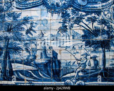 La splendida Azulejos che adorna la cattedrale di Porto in Portogallo Foto Stock