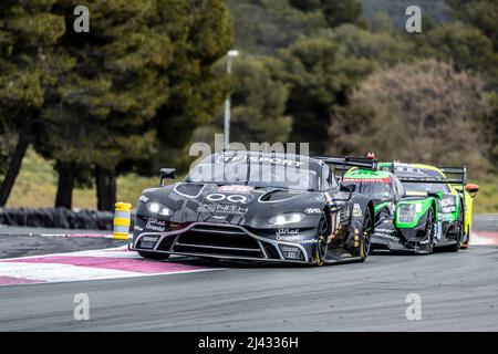 69 al HARTHY Ahmad (omn), DE HAAN Sam (gbr), SORENSEN Marco (dnk), Oman Racing avec TF Sport, Aston Martin Vantage AMR, durante l'azione del Prologo ufficiale della 2022 ELMS European le Mans Series sul circuito Paul Ricard dal 11 al 12 aprile, a le Castellet, Francia - Foto Marc de Mattia / DPPI Foto Stock