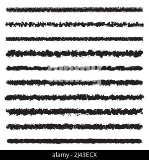 Set di dieci tratti di pennello a inchiostro nero vettoriale per la tua progettazione. Illustrazione Vettoriale