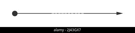 Linea retta con punto all'inizio e freccia alla fine. Simbolo di direzione, obiettivo, obiettivo, percorso, sfida facile, modo veloce, piano ideale isolato su sfondo bianco. Illustrazione grafica vettoriale Illustrazione Vettoriale