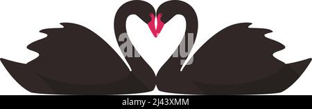 Due cigni neri faccia a faccia il nuoto, illustrazione vettoriale Illustrazione Vettoriale