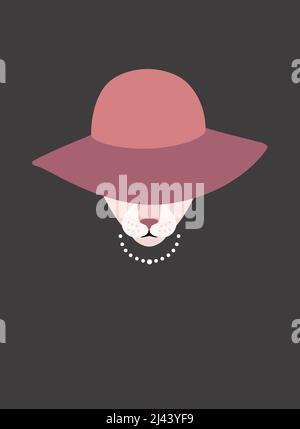 Ritratto di gatto, indossare occhiali, come una donna, stile cool, cosplay Illustrazione Vettoriale