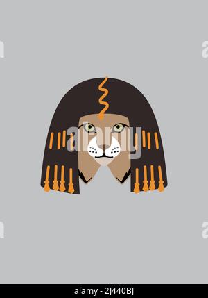 Portrait of cat, wearing something, like Cleopatra cool style Stock Vector