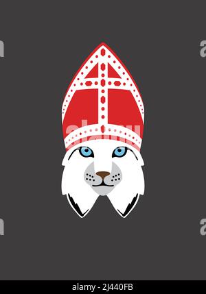 Portrait of cat, wearing something, like pontiff, cool style Stock Vector