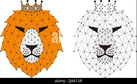Lion cartoon faccia piatta faccia animale icona, illustrazione vettoriale Illustrazione Vettoriale