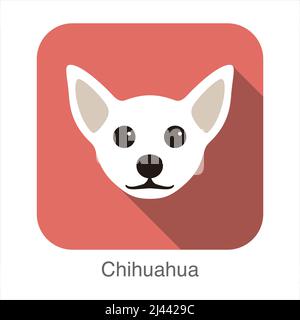 Chihuahua faccia piatta icona disegno, illustrazione vettoriale Illustrazione Vettoriale