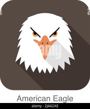 Eagle faccia piatta icona design. Serie di icone animali, illustrazione vettoriale Illustrazione Vettoriale