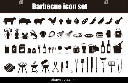 Semplice insieme di barbecue relativi linea del vettore delle icone, illustrazione vettoriale Illustrazione Vettoriale