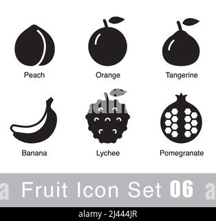 Set di disegno icona frutta, illustrazione vettoriale Illustrazione Vettoriale