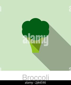 Verdure Broccoli cibo icona piatta illustrazione vettoriale Illustrazione Vettoriale