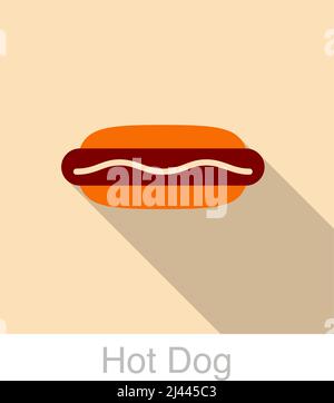 Hot dog cibo piatto icona disegno vettore illustrazione Illustrazione Vettoriale