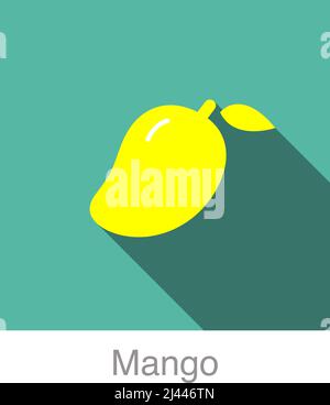 Icona piatto di frutta Mango, illustrazione vettoriale Illustrazione Vettoriale