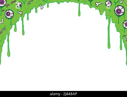 Dripping acid goo green glitter slime arco modello di sfondo. Illustrazione vettoriale. Illustrazione Vettoriale