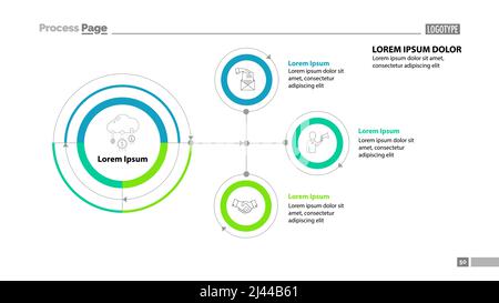 Modello di diapositiva del diagramma di flusso. Elemento di diagramma, infografica, diagramma di flusso. Concetto di presentazione, modello di diapositiva, rapporto annuale. Può essere utilizzato per argomenti Illustrazione Vettoriale