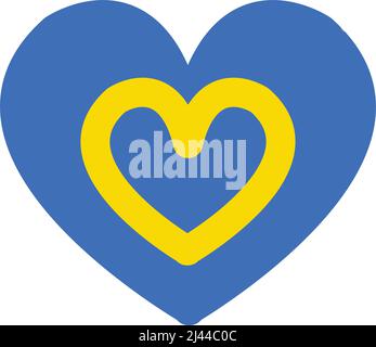 Amore elemento clipart Ucraina. Cuori vettoriali blu e giallo, colori pacifici della bandiera Ucraina Illustrazione Vettoriale