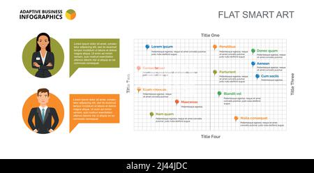 Tabella dei processi. Diagramma a fasi, grafico, modello. Concetto creativo per infografica, presentazione. Può essere utilizzato per argomenti come la gestione, l'analisi, la resea Illustrazione Vettoriale