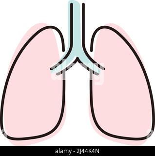 Icona piatta dei polmoni dell'organo umano, illustrazione vettoriale Illustrazione Vettoriale
