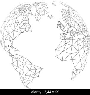 World Wide Internet rete mesh. Le comunicazioni sociali dello sfondo. Mappa terrestre. Illustrazione Vettoriale Illustrazione Vettoriale