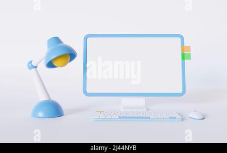 Area di lavoro con rendering computer 3D Foto Stock