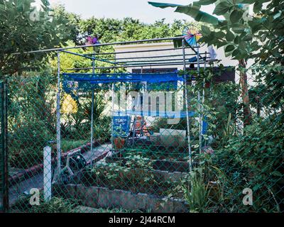 Giardino comunitario con piante commestibili e frutti piantati dai residenti nelle vicinanze. Foto Stock